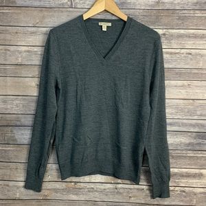 Burberry Gray Elbow Patch Merino Wool Sweater